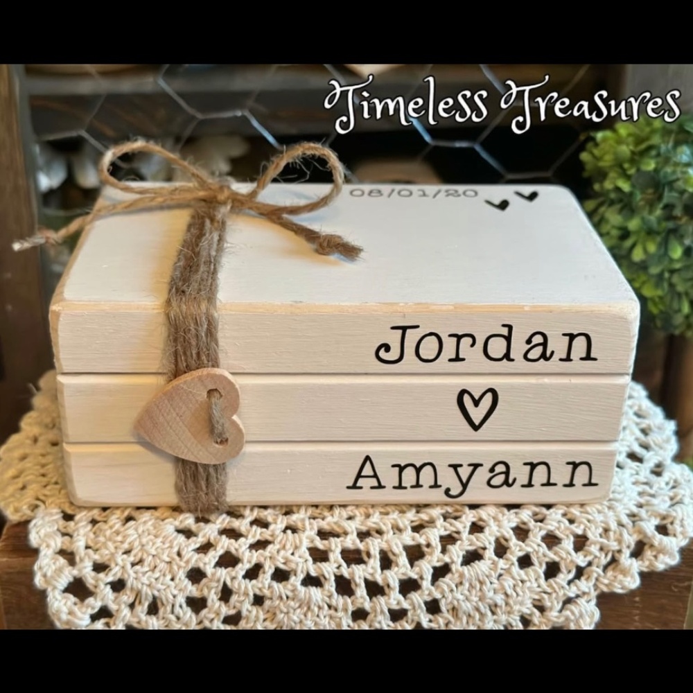Custom Name Wooden Bookstack - Picture 2 of 2